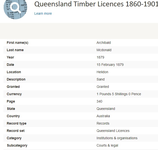 Timber licence, Linked To: <a href='profiles/i663.html' >Archibald McDonald</a>